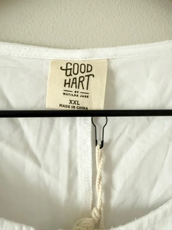 NWT Good Hart White Eyelet Montrose Mini Dress XXL Scalloped Hem Cotton Bridal - Picture 6 of 8